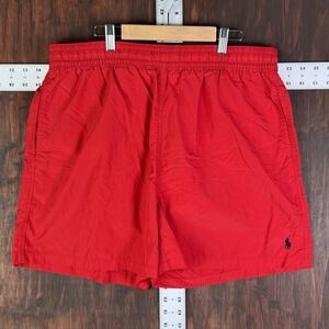 Ralph Lauren Shorts Red W/ Blue Pony Lace Tie Board Shorts Swim Trunks Mens XL